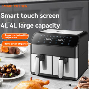 <span class=keywords><strong>Friteuse</strong></span> à air <span class=keywords><strong>double</strong></span>-pot, grande capacité 8L <span class=keywords><strong>double</strong></span> chambre électrique multi-fonctionnelle <span class=keywords><strong>double</strong></span>-seau ménage en acier inoxydable - Product Image 2