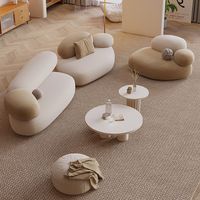 Ensemble de canapés modulaires de luxe moderne pour salon, en tissu, design tendance, formes incurvées et irrégulières, style pierre, pour écoles et parcs