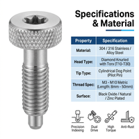 Sekrup Jempol Torx Knurled Baja Tahan Karat Kepala Bulat Metrik A2-70 M2.5 JIS untuk Penyesuaian Instrumen Peralatan