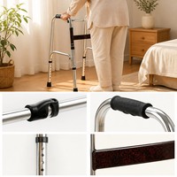 Déambulateur pliant réglable en hauteur sur 8 niveaux (72-86 cm), léger (2,2 kg), en acier chromé, avec pieds antidérapants, pour la mobilité des personnes âgées