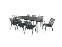Vera Meilleure vente Ensemble table et chaise de salle à manger d'extérieur moderne en bois de teck avec cadre en aluminium pour jardin et terrasse