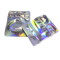 Sachet à pilules en Mylar recyclable, prêt à l'emploi, 3,5g 7g, autoportant, holographique arc-en-ciel, en plastique laminé, refermable avec fermeture éclair, motif floral laser