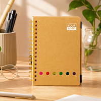 Carnets de notes scolaires en gros de haute qualité, couverture en cuir PU, reliure spirale, 50 feuilles, options tissu/PP, pour notes d'étude et papeterie