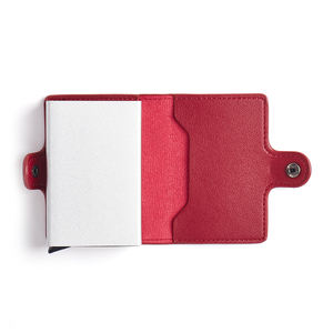 מארז אלומיניום מעור אדום כיסוי כרטיס אלומיניום עבור כרטיס אשראי בנק מטרו כרטיס אשראי אוטובוס מזהה כרטיס מטרו אוטובוס כרטיס rfit פונקציה שכבות כפולות - Product Image 3