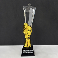 Trofeo de Cristal con Forma de Torre de Estrellas de Resina Dorada de 27 cm, MH-FJ0103