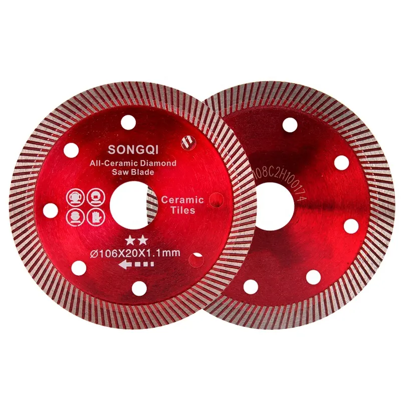 Songqi แผ่นตัดเพชรอเนกประสงค์ขนาด4-4.5นิ้วใบเลื่อยวงเดือนเพชรเสริมสำหรับตัดหินคอนกรีตและกระเบื้อง
