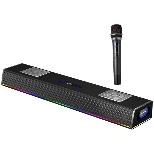 2.1CH for Soundbar with Built-in Subwoofer & Wireless Microphone 8 Speakers 30Wx2 Output Power for Family Entertainment