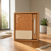 Ensemble de carnets avec couverture en liège, cadeau promotionnel, journal avec stylo, logo personnalisé, entreprise, bureau, école, cadeau publicitaire, impression numérique