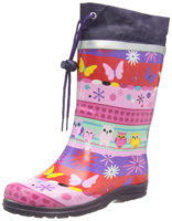 Bottes Wellington imperméables mi-mollet pour enfants et tout-petits avec semelle intermédiaire en EVA, tige en caoutchouc souple, légères et faciles à enfiler avec poignées.
