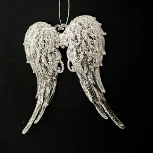 Novo produto pendurado branco asas de anjo ornamento para decoração De Natal