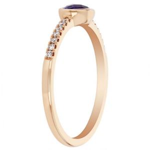 Anillo con Piedra Ovalada, Chapado en Oro de 14K, Piedras de Nacimiento, Amatista, Circonita Cúbica, Joyería, Regalo para Damas - Product Image 2