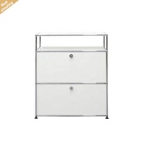 Gabinete de Almacenamiento con Marco Metálico Resistente y Detalles Blancos, con 2 Cajones, Moderno, para Sala de Estar, Hogar u Hotel