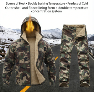 Combinaison de chasse camouflage pour homme, comprenant une veste et un <span class=keywords><strong>pantalon</strong></span> doublés de polaire silencieux - Product Image 5