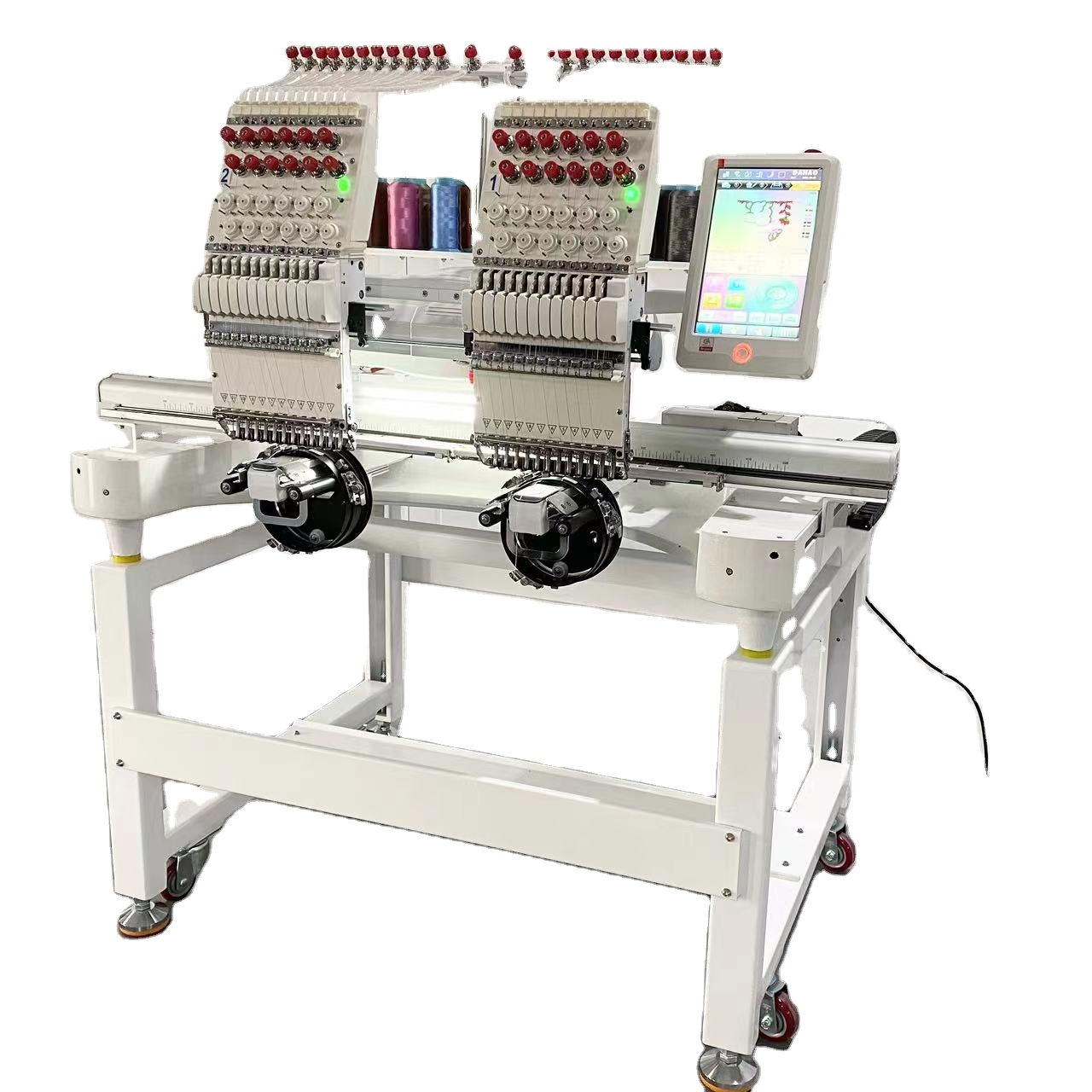 Double heads 9/12/15 needles computer 400*450mm flat embroidery machine hat embroidery machine sewing embroidery machine