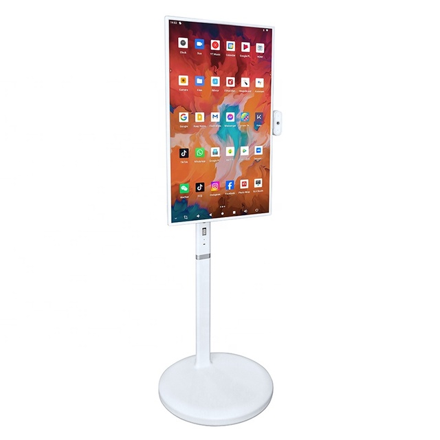 32 Inch Lcd Touch Screen Indoor Android 12 Advertising Digital Signage Display Portable Mobile Floor Standing Smart TV