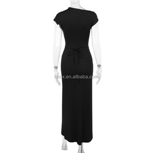 Cx8979 Women's Casual Summer Red Crossover Strapless Dress Sexy <strong>Non</strong>-Slip Natural Waist Popular <strong>Fashion</strong> Solid Eco-Friendly - Product Image 6