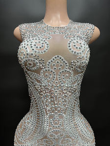 Nocance Novance Set Hadiah <span class=keywords><strong>Valentine</strong></span> 2022 Manik-manik Kristal Gaun Prom Spandeks Gaun Pesta Ulang Tahun Prom Klub Malam - Product Image 3