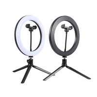 HQ-18N Kit de Vlogging Lumière Circulaire de Maquillage, Trépied Téléphone, Éclairage Selfie, Équipement Photographique, Trois Couleurs Réglables 3200K-5600K