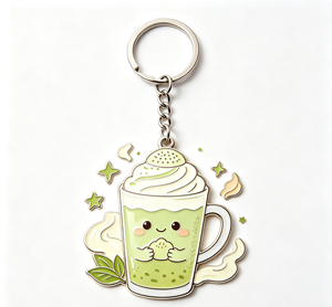 Pin de esmalte personalizado, llavero de metal artesanal, insignia personalizada con diseño de bebida de té verde para accesorios de moda - Product Image 1
