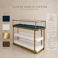 Vitrine de présentation de bijoux en verre haute transparence personnalisable avec éclairage LED, écologique et durable pour les bijouteries