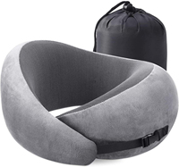 Oreiller de voyage en mousse à mémoire de forme haute densité 60D en forme de U, personnalisable OEM/ODM avec logo, portable, pour avion, soutien cervical