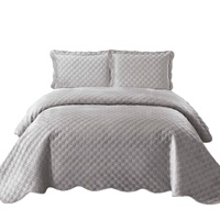 Parure de lit trois pièces matelassée à motif quadrillé en velours ultrasonique, luxe léger, haute qualité, fibres chimiques