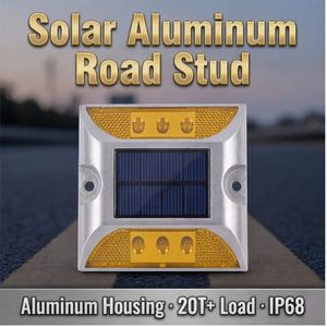 Marqueur routier solaire en aluminium durable à clignotement bidirectionnel avec lentille réfléchissante pour la délimitation du trafic - Product Image 1