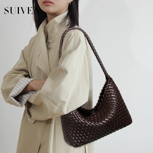 Sac à bandoulière à double sangle avec fermoir magnétique, tissé à la main, élégant, sac fourre-tout mère-enfant, sac à main minimaliste de luxe pour femme - Product Image 5