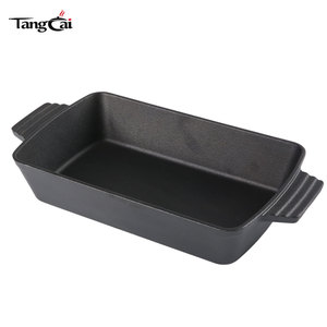 <span class=keywords><strong>Plat</strong></span> à lasagna <span class=keywords><strong>rectangulaire</strong></span> en fonte pré-culottée pour extérieur et intérieur, avec poignées, pour <span class=keywords><strong>gratin</strong></span> et casseroles, noir - Product Image 2