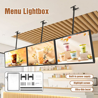 Panneau de menu à LED Boîte à lumière ultrafine éclairée Boîte à lumière suspendue pour signalisation de restaurant