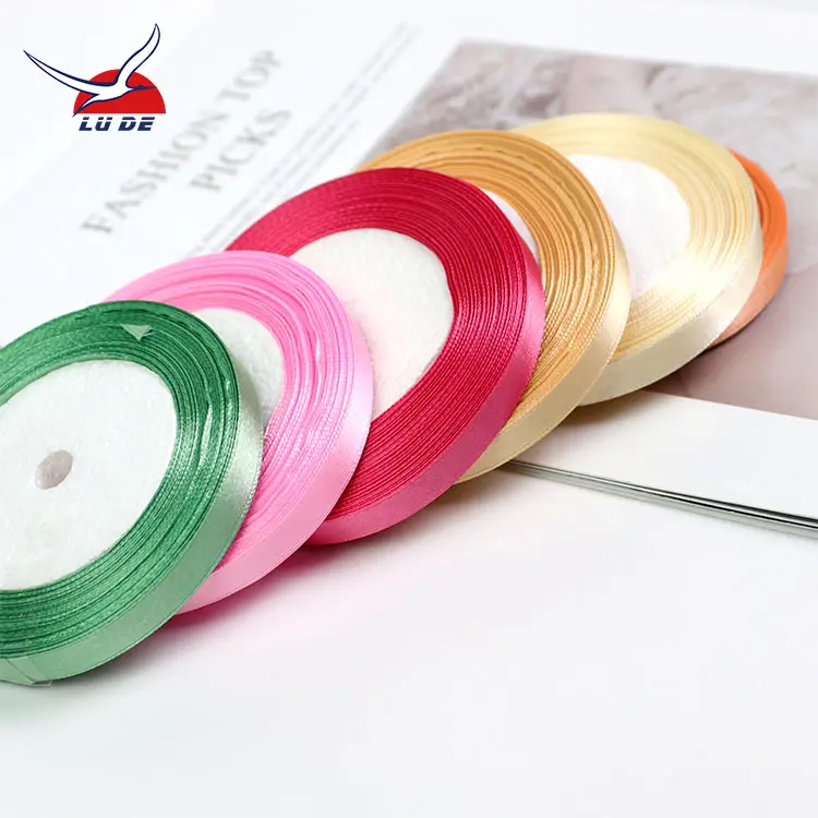 Nhà Máy Bán Buôn 10Mm Mặt Duy Nhất Màu Rắn Lụa Satin Ribbon Cuộn Gói Quà Tặng