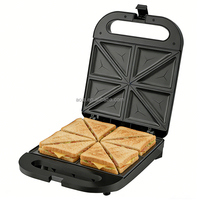 Gaufrier belge fixe AOJA quatre empreintes avec plaques triangulaires, en forme de donut, en forme de fleur et en forme de noix, en acier inoxydable 1500W