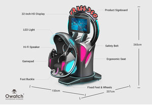 Mới nhất 360 độ VR ghế chuyển động 9D thực tế ảo mô phỏng tương tác trò chơi trong nhà máy cho trung tâm mua sắm làm PC kim loại - Product Image 3