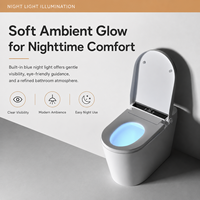 Couvercle de siège de toilette japonais intelligent, toilette ronde à fonctionnement automatique, chasse d'eau super puissante, toilette intelligente monobloc à siphon en S