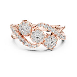 Anillo de Diamantes en Oro Rosa, Joyería Elegante y Brillante para Mujer, Perfecto para Regalo de Boda, Compromiso y Fiestas - Product Image 4