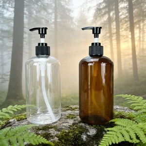 Hot Sale PET Plastic Shampoo Lotion <b>Pump</b> <b>Bottle</b> Round Amber Green 300ml 500ml Cosmetic Shower Gel Lotion Plastic <b>Pump</b> <b>Bottle</b> - Product Image 3