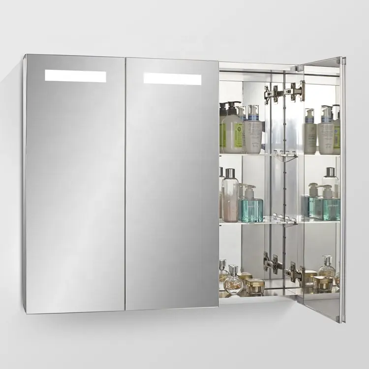 36x26 pulgadas espejo de baño de aluminio botiquín con luces LED, gabinetes de baño