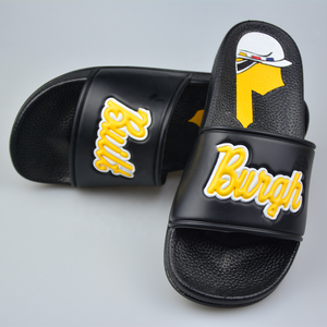 En gros Usine Logo Personnalisé Pvc Pu Pantoufles Avec Impression En Relief Tongs Pour L'<span class=keywords><strong>entreprise</strong></span> - Product Image 3