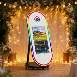 Cabina de Fotos con Espejo Mágico, 60 Pulgadas Ovalada, Pantalla Táctil de 32 Pulgadas, Impresión Instantánea, Portátil, Todo en Uno, Venta al Por Mayor - Product Image 1