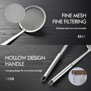 Grand passoire de cuisine en acier inoxydable, égouttoir domestique en métal, filtre à raviolis, panier de drainage pour friture et fondue - Product Image 4