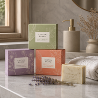 Vente en gros de boîtes d'emballage en papier recyclé pour savon artisanal, personnalisées avec impression couleur pleine