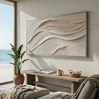 Nouvelle Peinture Acrylique Purement Peinte à la Main sur Toile avec Feuille d'Or et Texture 3D, Cadre en Plastique, Style Minimaliste Moderne, Décoration Murale Artistique pour Salon