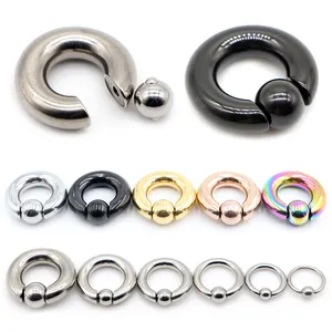 Alisouy 1PC Big Stainless Steel Captive Hoop BCR Eyebrow Tragus Closure Nipple Bar Lips Nose Rings Ear Piercing Body Jewelry