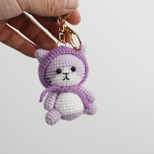 2025 Crocheted Cat Keychain Woven Doll Cute Anime Kitty <strong>Key</strong> <strong>Ring</strong> <strong>Bag</strong> Hanging Handmade Keychain Gift for Kids - Product Image 6