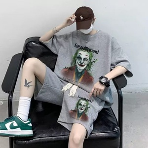 Men's Casual Summer Dress Plus Size Comfortable <b>Knitted</b> Polyester/Cotton Digital Printed T-shirt Short Sleeve Shorts Waffle <b>Set</b> - Product Image 3