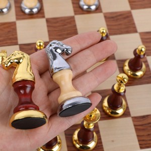Juego de Ajedrez de Lujo Extra Grande, Plegable, de Metal, con Piezas Triples Pesadas de 3.15 Pulgadas, en Caja de Madera de Alta Calidad para Interiores - Product Image 2