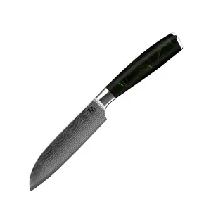 Cuchillos faca Messer bán buôn handmade giả mạo thép không gỉ sắc nét lưỡi dao nhà bếp Nhật Bản 5 inch đầu bếp Santoku dao