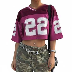 Camiseta Deportiva Corta de Malla Ligera para Mujer, Talla Grande, Personalizada para Equipos Universitarios, Estilo Boxy, 3/4, para Fútbol Americano - Product Image 1