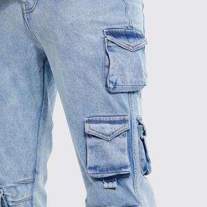 Manufacturer Casual Straight Leg Washed Multi Pocket <b>Men</b> Cargo <b>Jeans</b> - Product Image 4