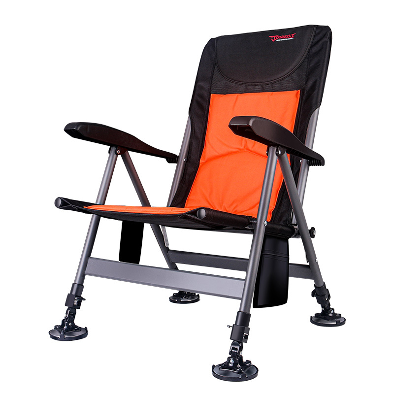 TRY&V Luxury Fishing Chair Adjustable Back With Metal Accessories Aluminum Alloy Foldable Portable